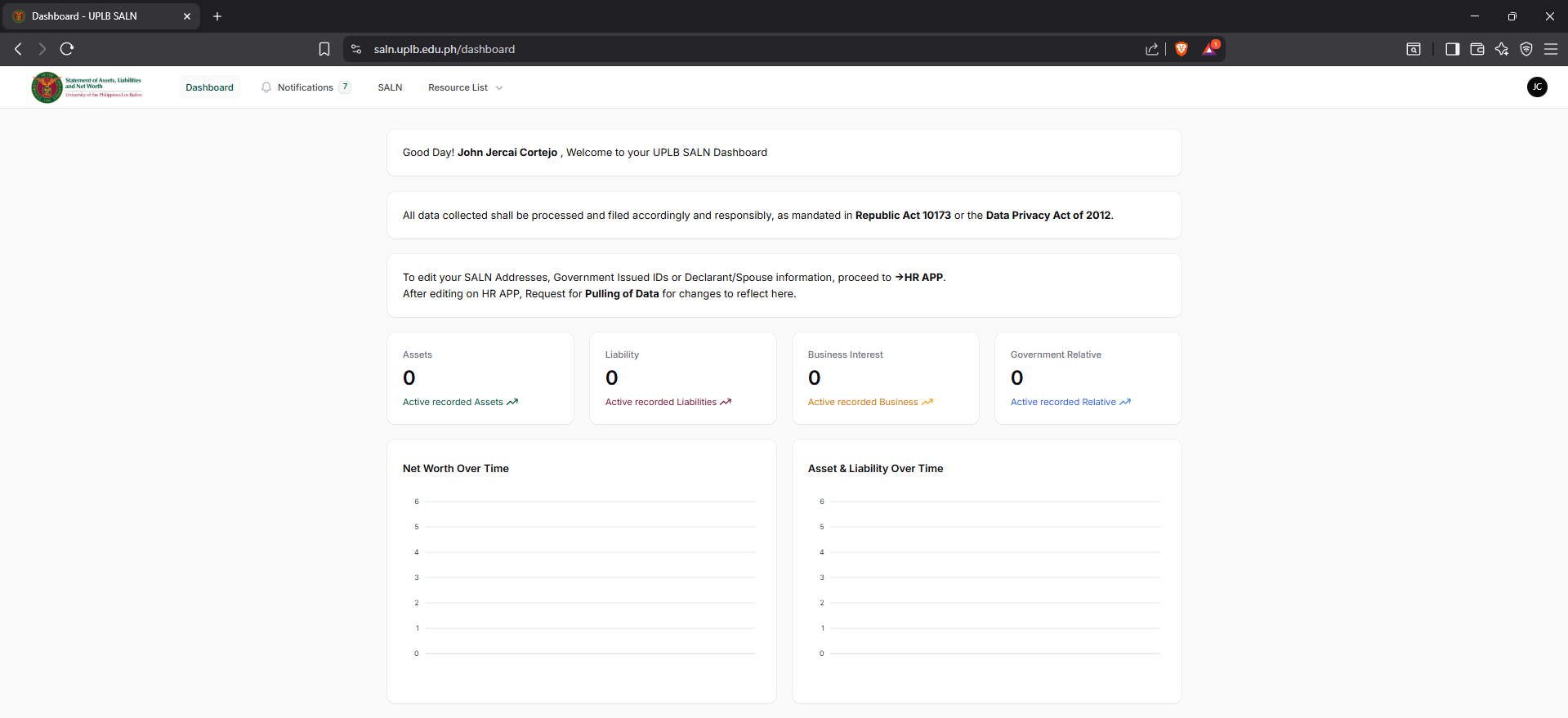 SALN App Interface SALN Filing UI Screenshot